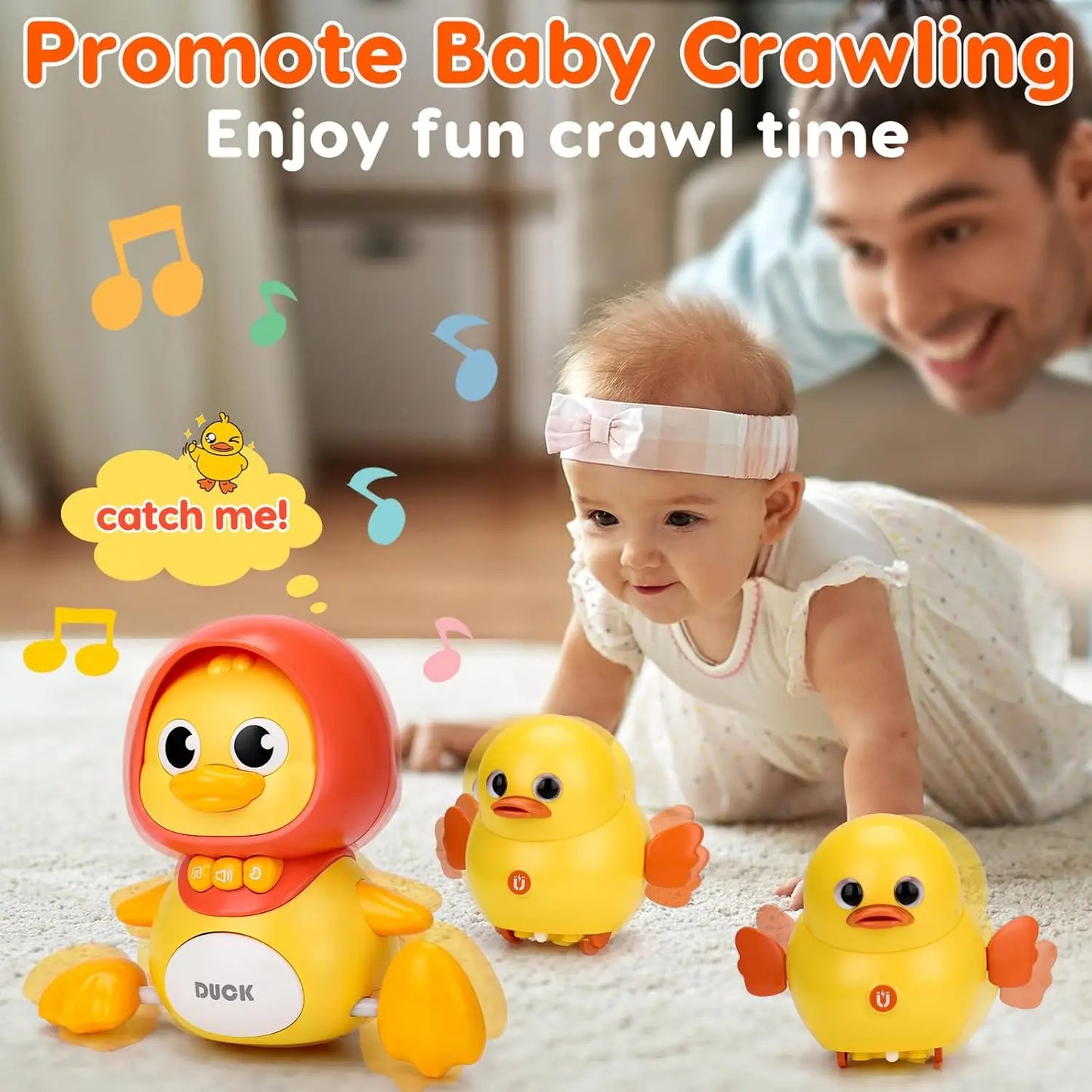 Canard musical interactif bébé – Jouet lumineux et sonore dès 1 an