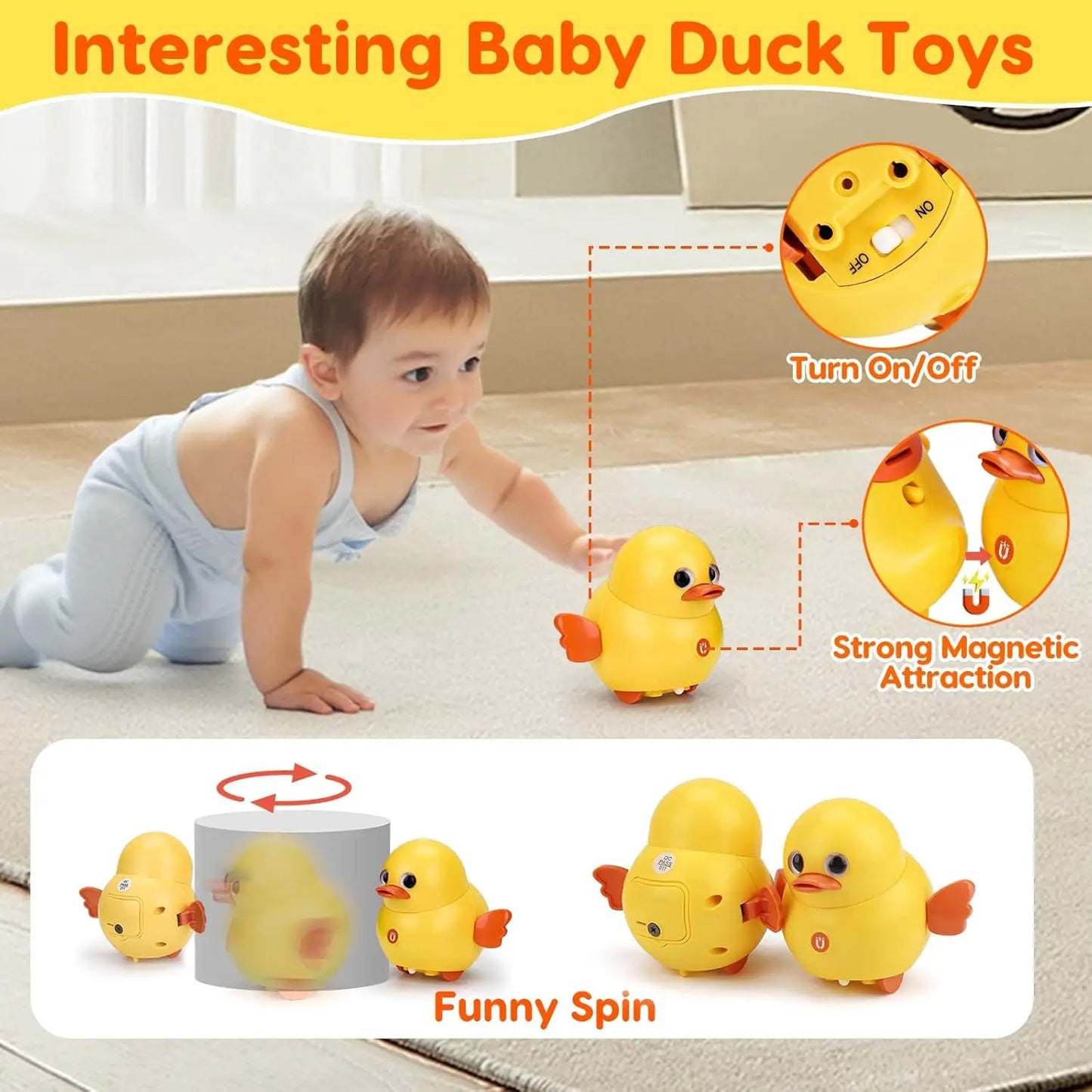 Canard musical interactif bébé – Jouet lumineux et sonore dès 1 an