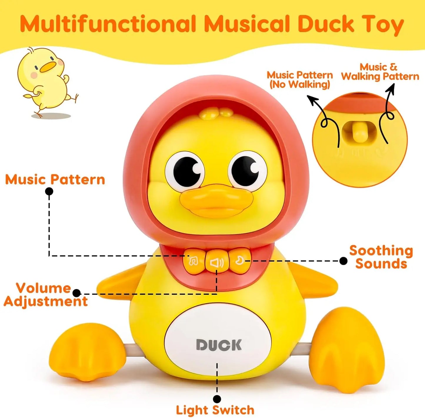 Canard musical interactif bébé – Jouet lumineux et sonore dès 1 an