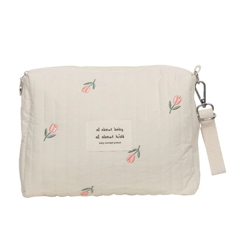 Organisateur de Sac à Langer pour Poussette – Motif Ours Brodé – Léger et Multifonction en Coton