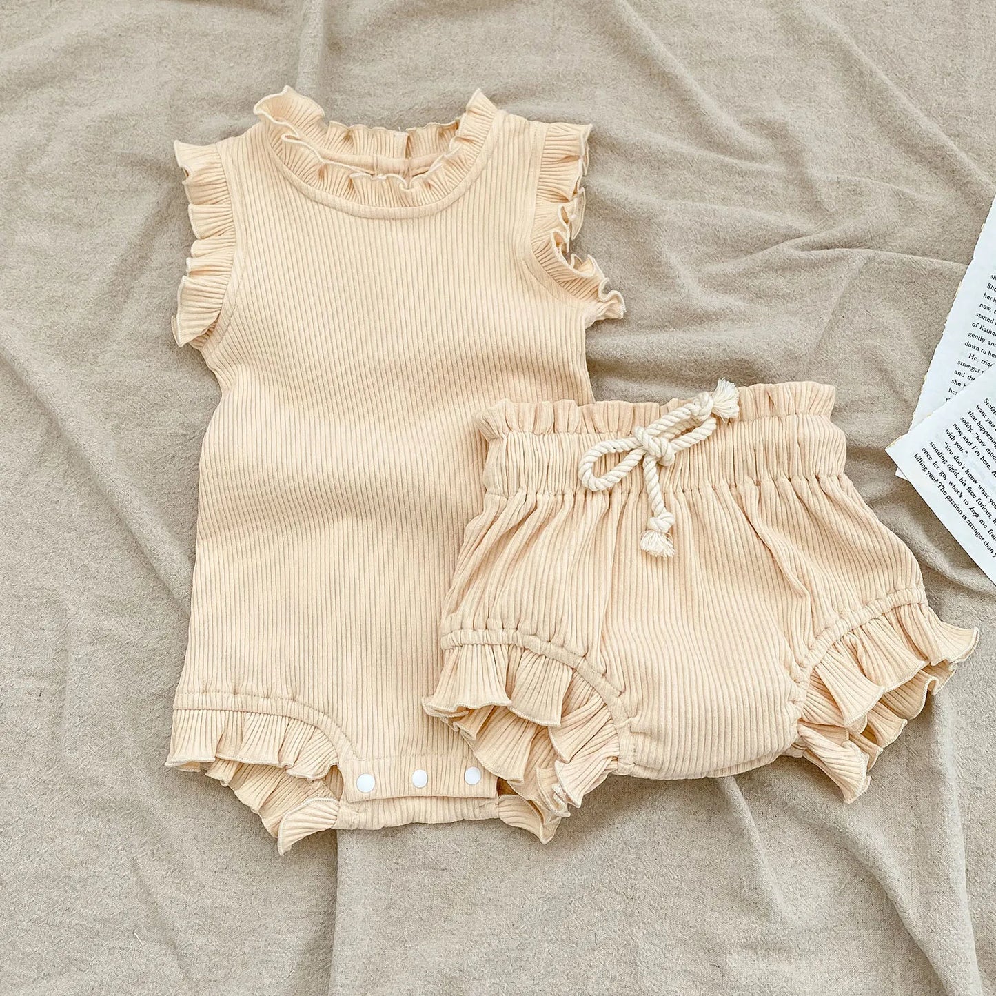 Ensemble bébé fille été — Body Volanté & Short Bloomer 2 Pièces | 0-24 Mois