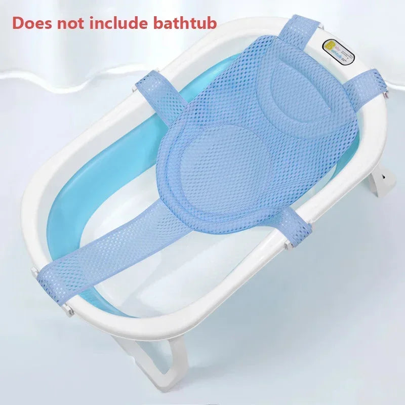 Filet de Bain Bébé avec Coussin Oreiller – Siège Antidérapant Ajustable Nouveau-Né | Rose, Bleu & Étoile
