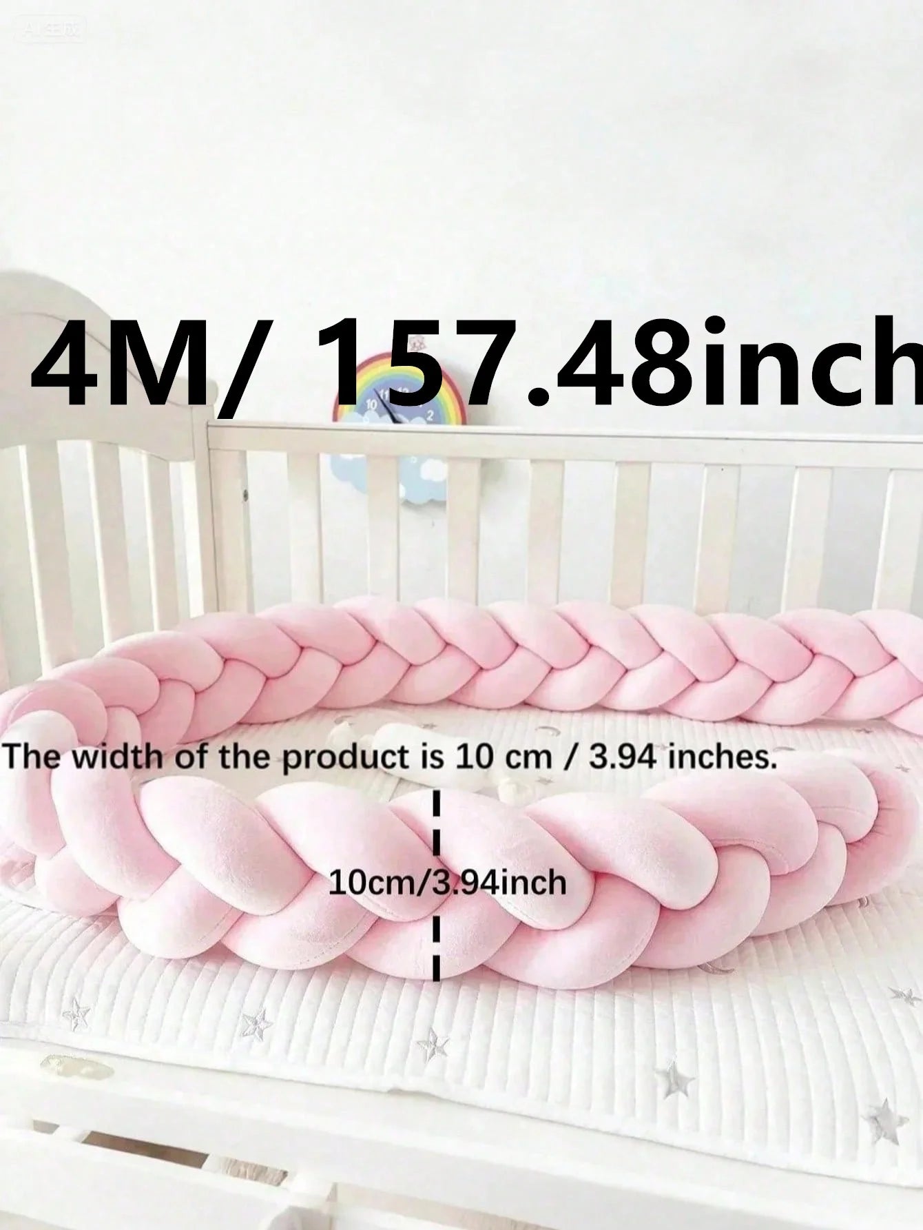 Coussin contour lit bébé — Tresse Protège Barreaux Coton Doux 1M à 4M | Boudin Tour de Lit