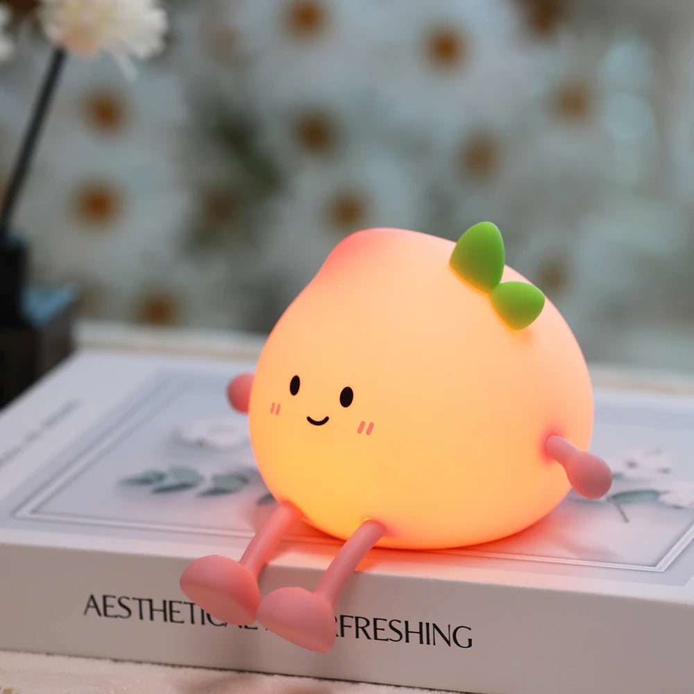 Veilleuse pêche silicone — LED Tactile 3 Niveaux Luminosité Rechargeable Lumière Chaude | Chambre Bébé & Enfant