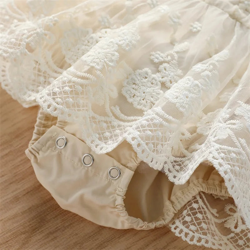 Combinaison Bébé Fille Dentelle Volants Tutu – Barboteuse Été 0-24 Mois