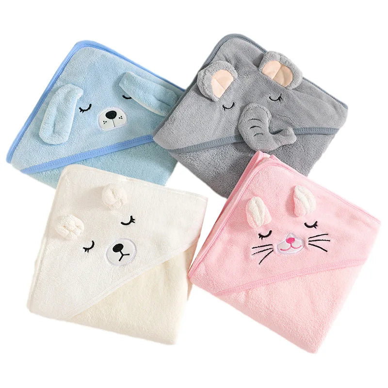 Cape de Bain Bébé à Capuche – Motif Animal Doux & Chaud
