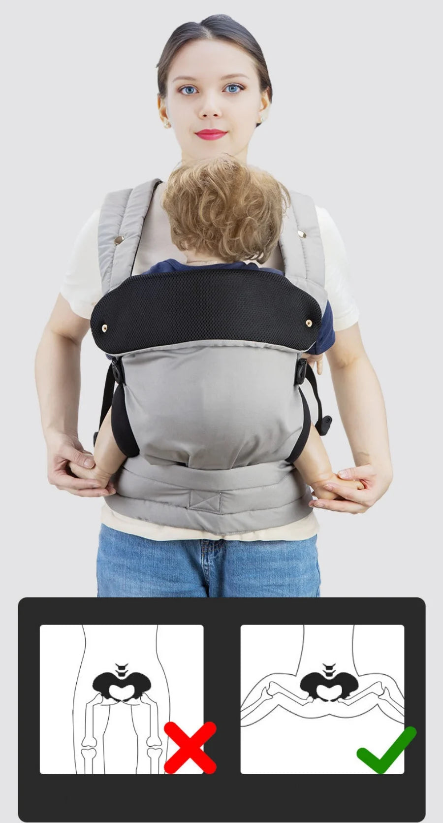 Porte-bébé wrap en coton – Ajustable, confortable de 0 à 2 ans