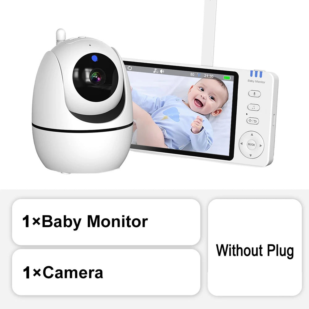 Babyphone Vidéo 5 Pouces PTZ – Capteur Température, Berceuses & Zoom | Meilleur Rapport Qualité-Prix