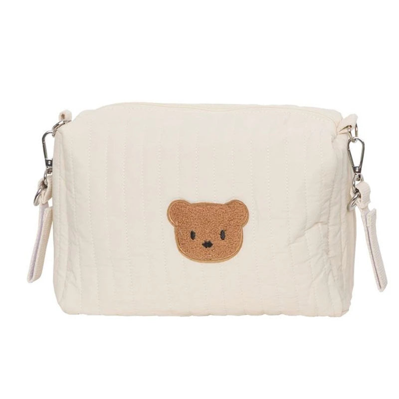 Organisateur de Sac à Langer pour Poussette – Motif Ours Brodé – Léger et Multifonction en Coton