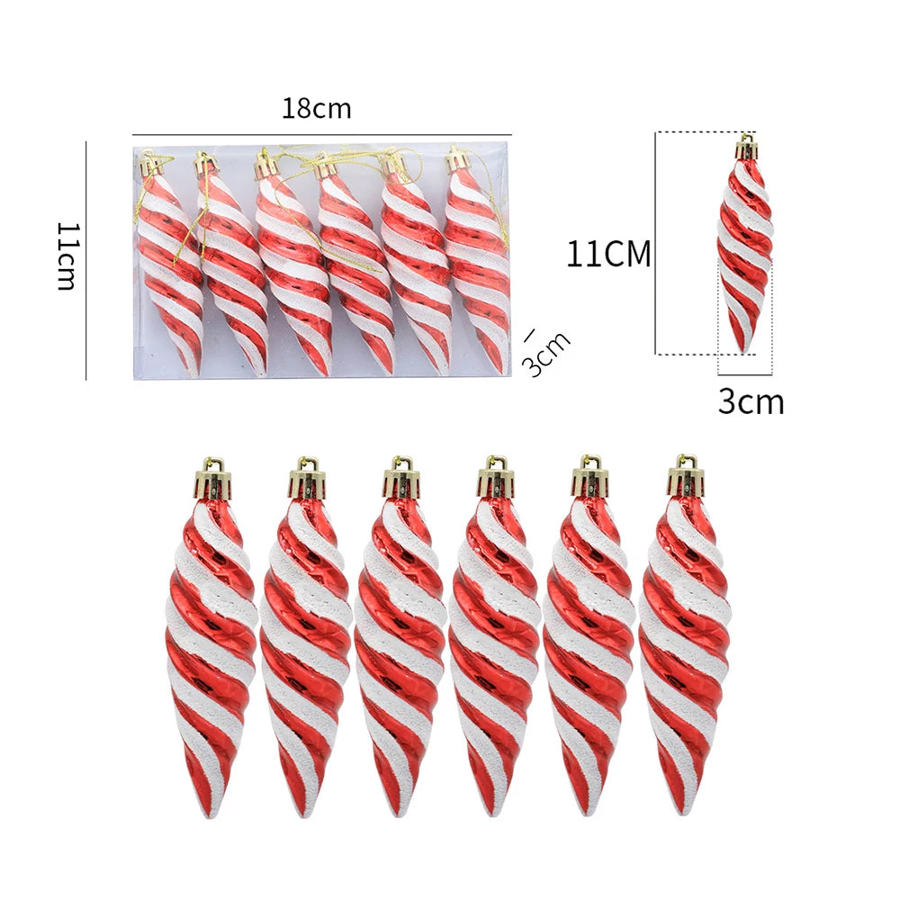 Canne de Bonbon & Pomme de Pin Rouge Or – Décoration Sapin Noël 2025 Tendance, Ornement Suspendu