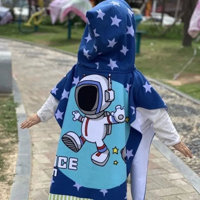 Cape de Bain Bébé à Capuche – Dinosaure ou Astronaute, Microfibre Douce et Séchage Rapide