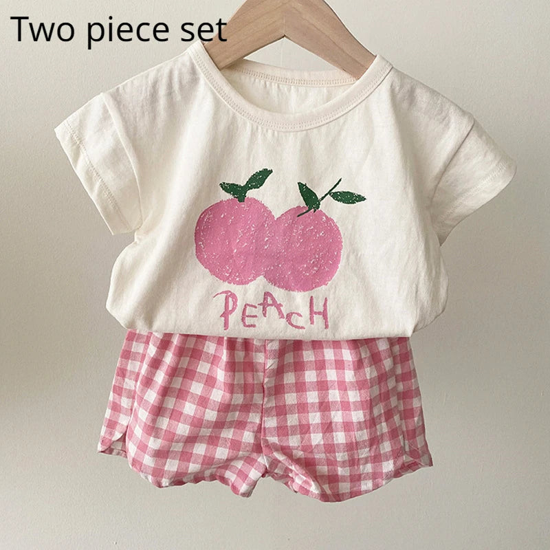 Pyjama Été Enfant Coton — Sans Manches, Motif Fruits & Légumes, Unisexe 80-120 cm