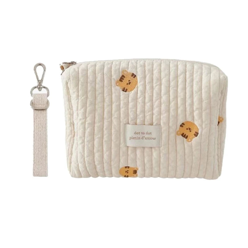 Organisateur de Sac à Langer pour Poussette – Motif Ours Brodé – Léger et Multifonction en Coton