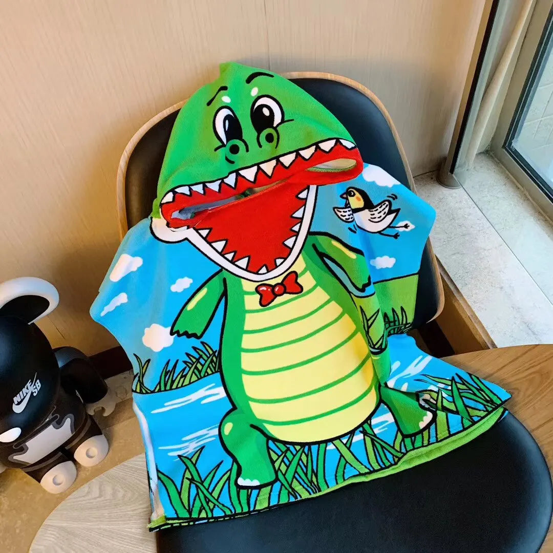 Cape de Bain Bébé à Capuche – Dinosaure ou Astronaute, Microfibre Douce et Séchage Rapide