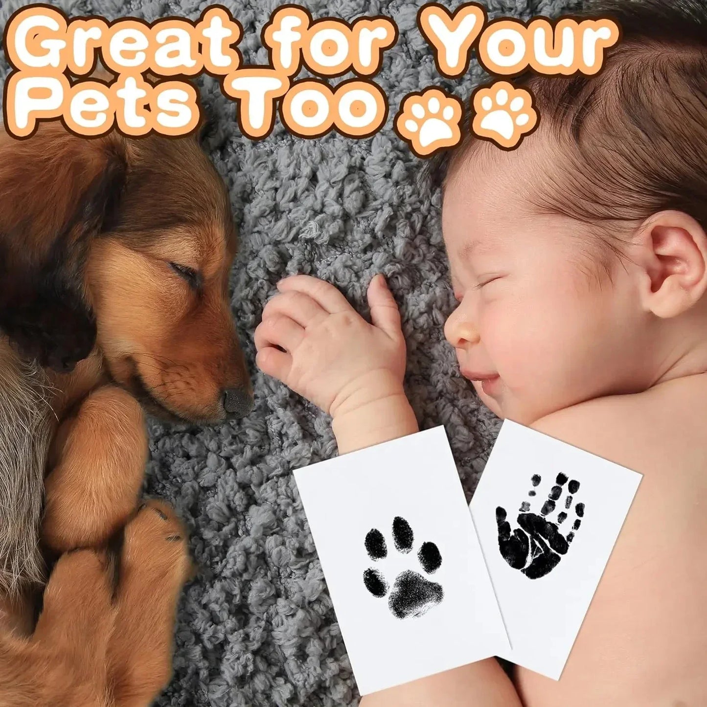 Tampon Empreintes Bébé & Pattes Animaux – Encre Sans Contact Sécurisée | Chat & Chien Souvenir Naissance