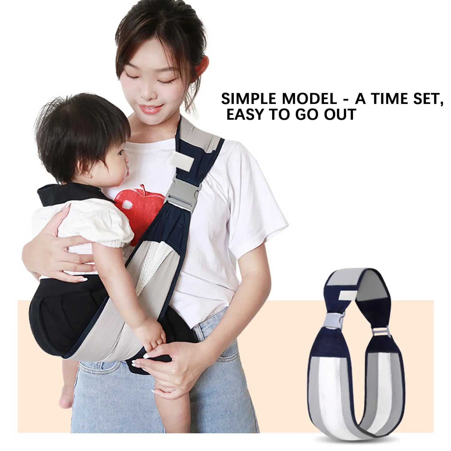 Porte-bébé sling ajustable – Léger, respirant, 4 positions de portage