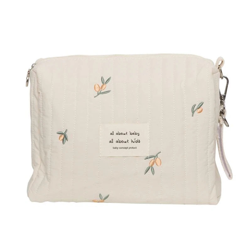 Organisateur de Sac à Langer pour Poussette – Motif Ours Brodé – Léger et Multifonction en Coton