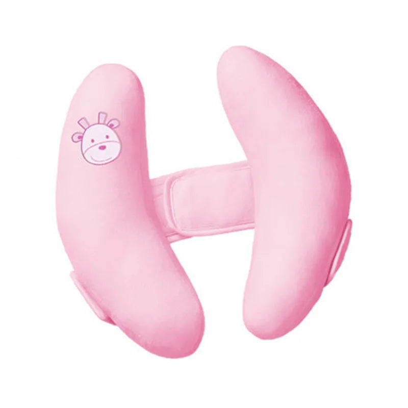 Appui-Tête Poussette Banane Motif Fleur – Cale Tête Coussin Support Cou Bébé | Blanc & Rose Siège Auto