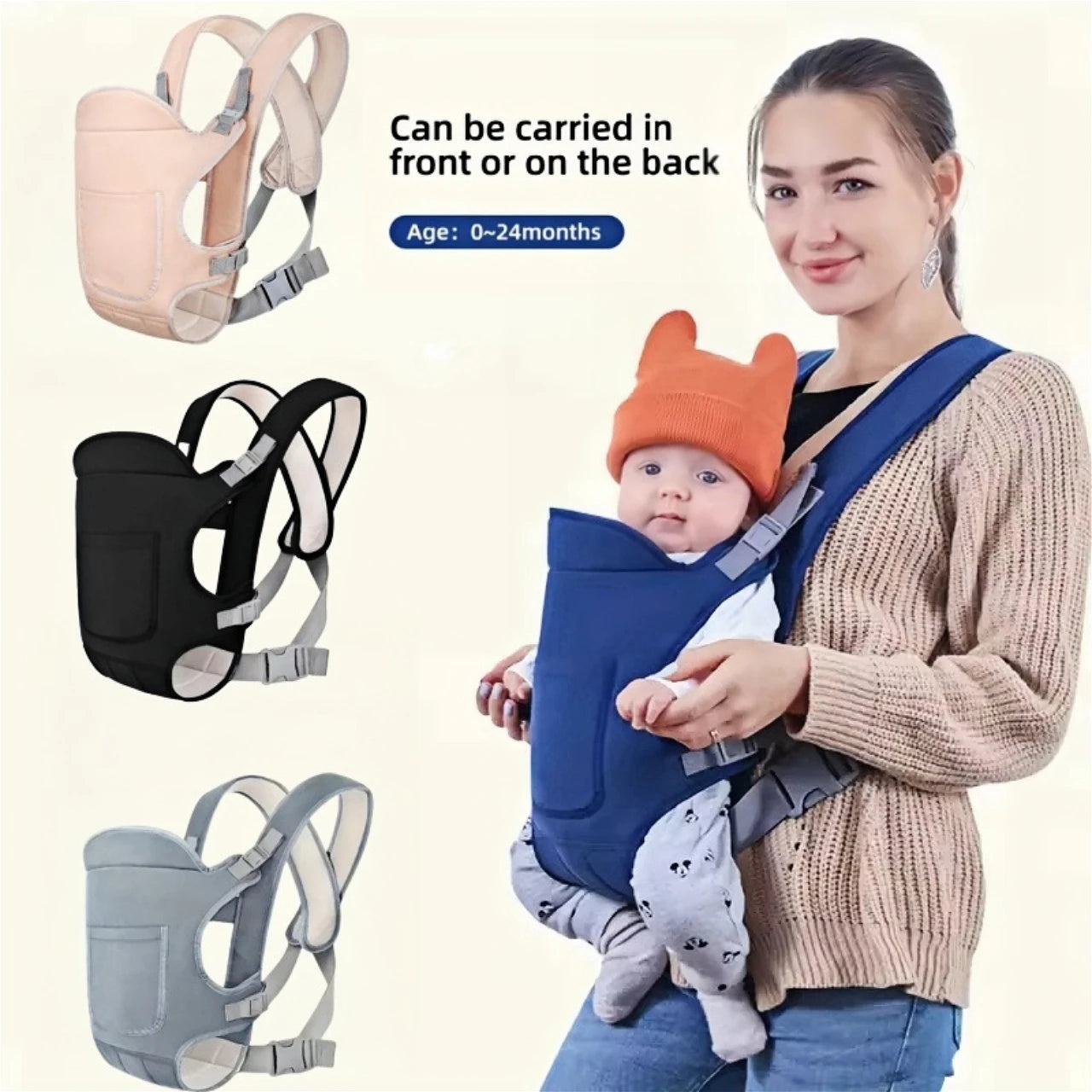 Porte-bébé AIEBAO 4-en-1 ergonomique – Ceinture ventrale et tissu respirant