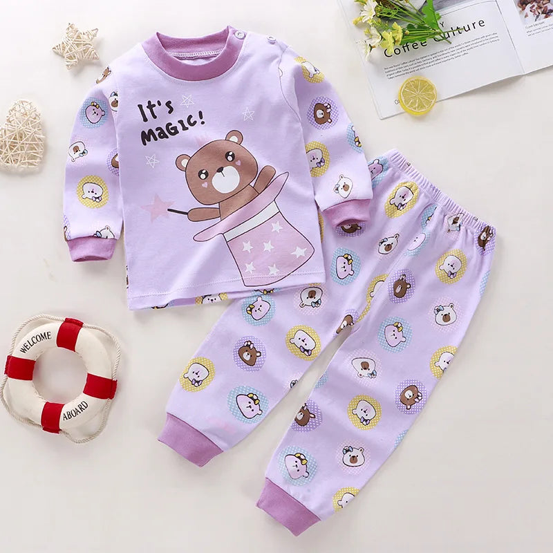 Pyjama Bébé 2 Pièces Coton Doux – T-shirt Long + Pantalon Garçon & Fille 80-130cm