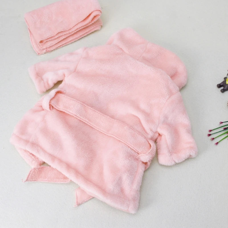 Peignoir Bébé en Coton avec Serviette – Ensemble Doux & Chaud pour Bain ou Shooting Photo (0-6 mois)