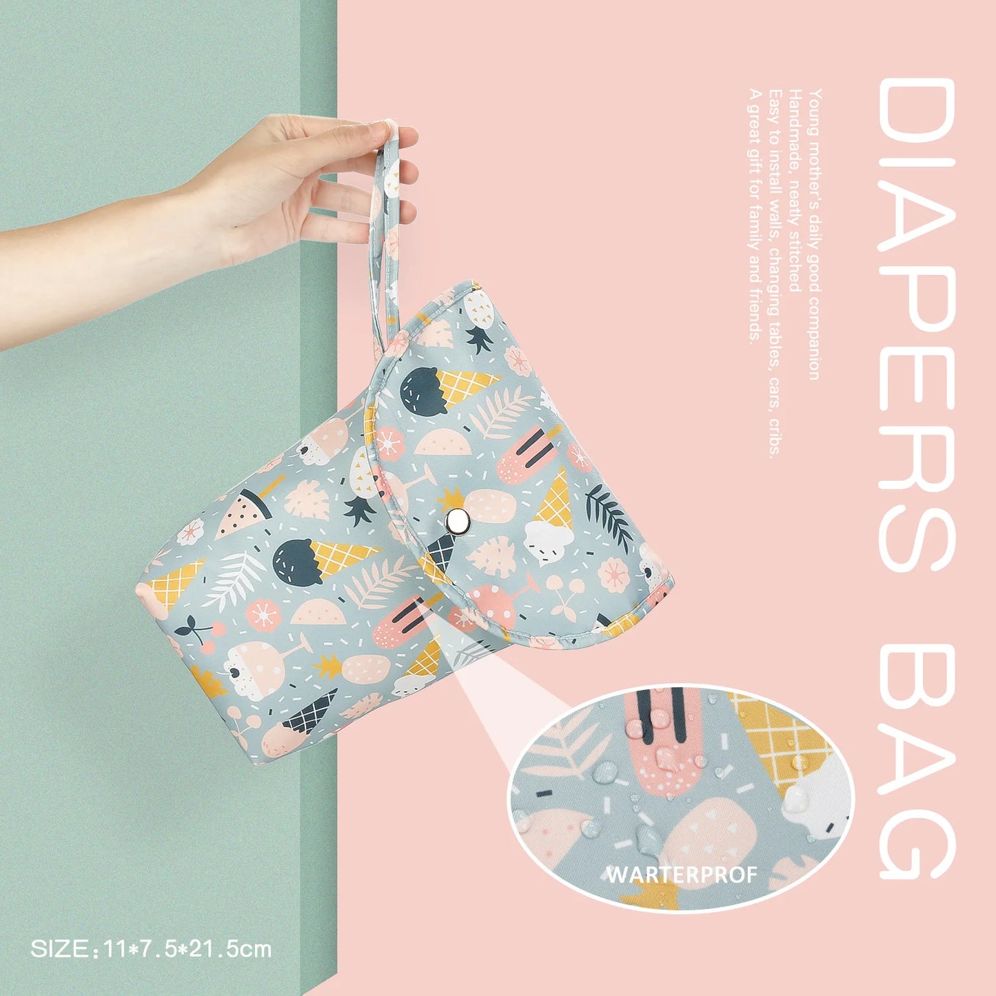 Sac à couches étanche bébé – Pochette imperméable réutilisable pour vêtements et couches – Rangement pratique pour maman