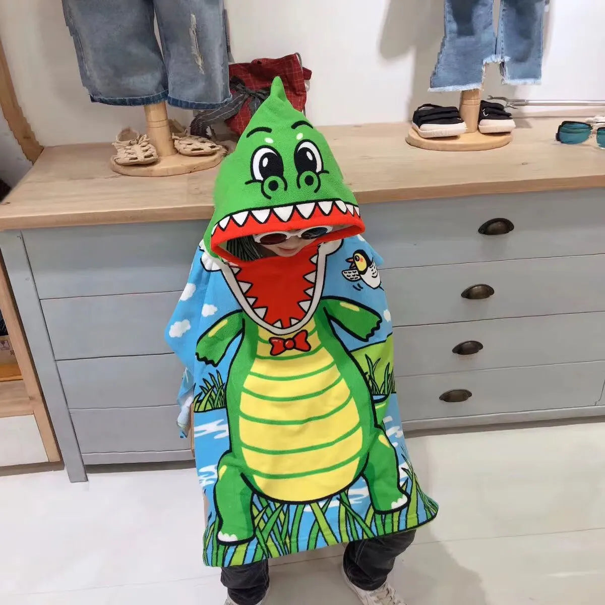 Cape de Bain Bébé à Capuche – Dinosaure ou Astronaute, Microfibre Douce et Séchage Rapide