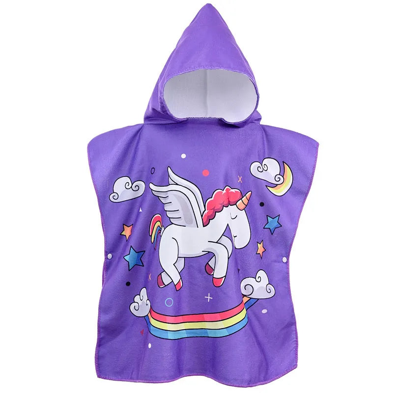 Cape de Bain Bébé à Capuche – Motifs Licorne & Astronaute, Serviette Douce en Microfibre