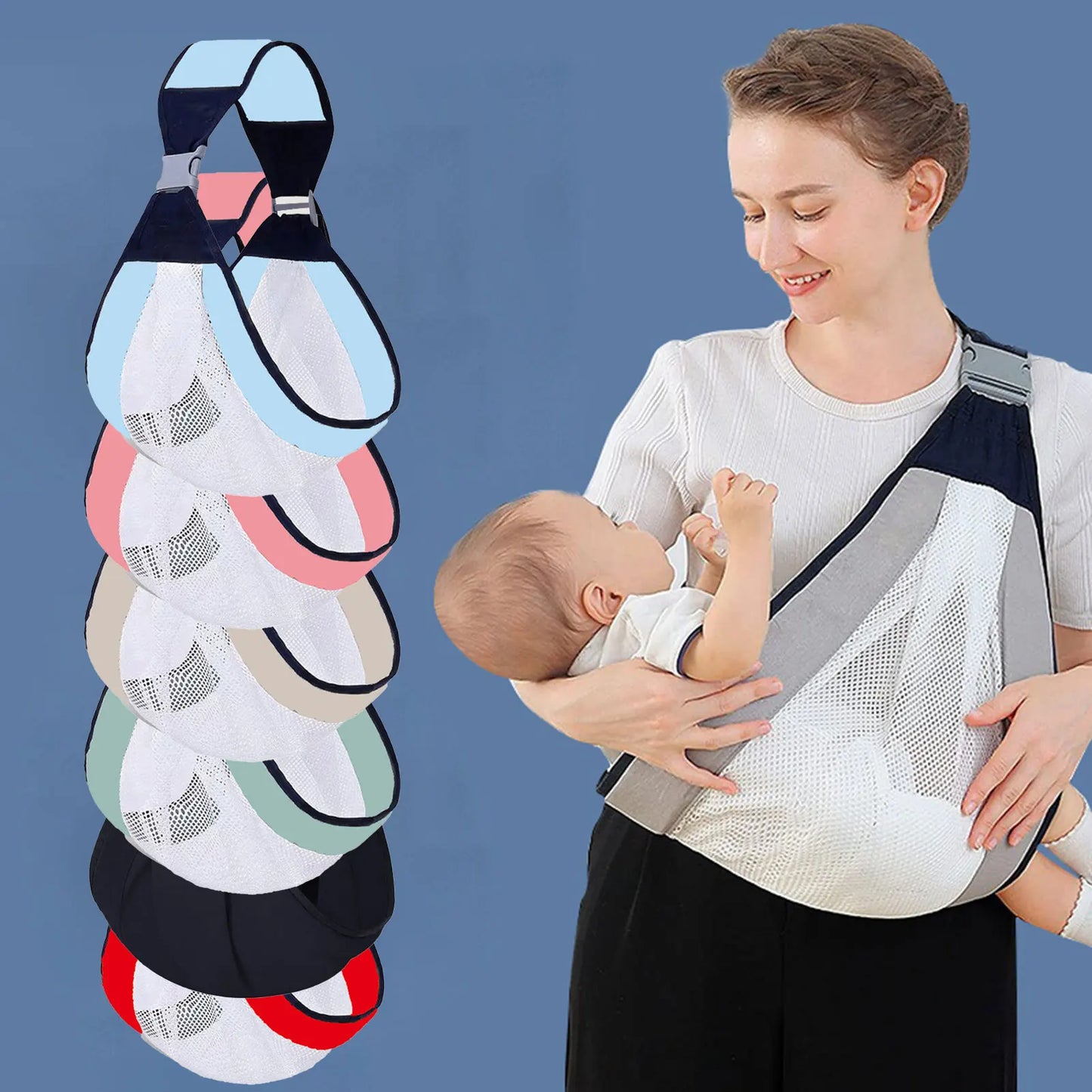 Porte-bébé sling ajustable – Léger, respirant, 4 positions de portage