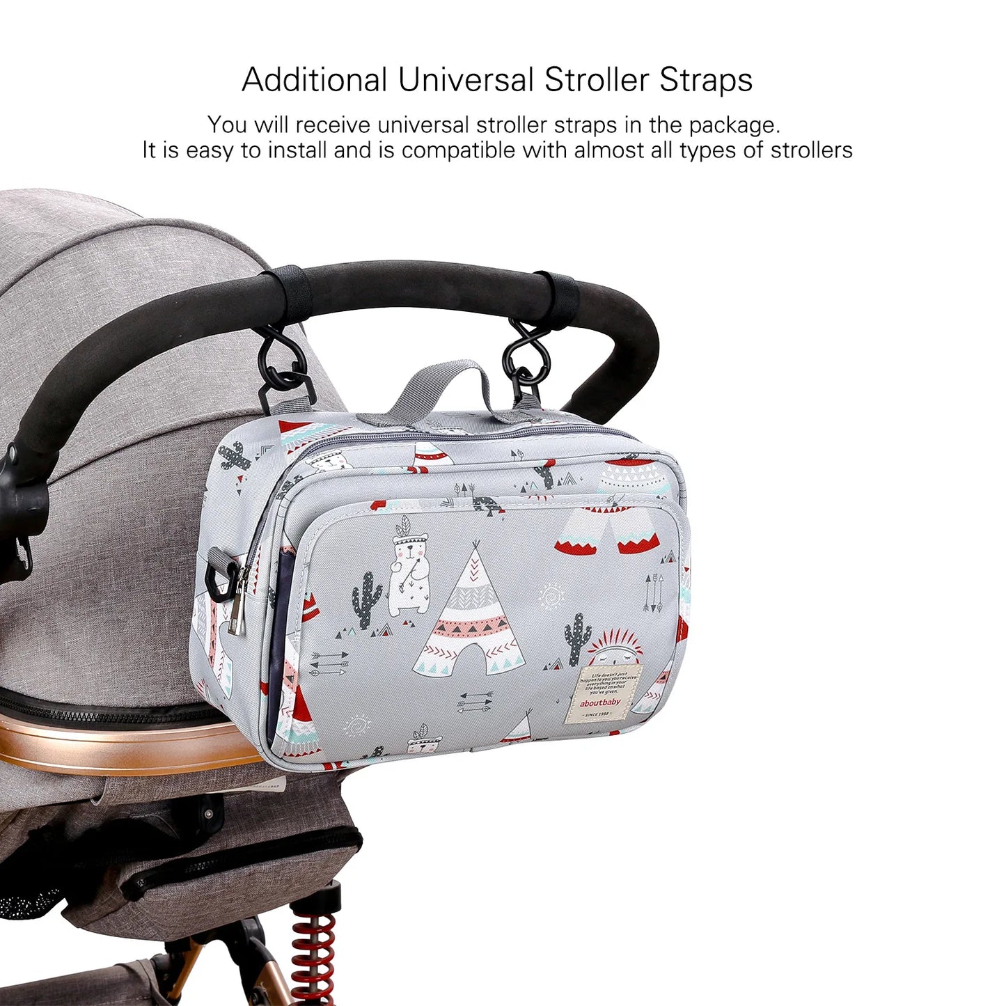 Sac Organisateur Imperméable pour Poussette Bébé – Léger, Multifonction, Grand Rangement avec Crochets et Sangle