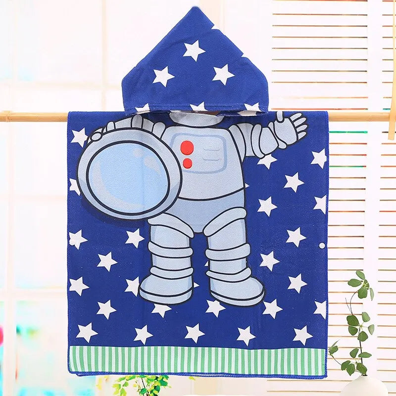 Cape de Bain Bébé à Capuche – Dinosaure ou Astronaute, Microfibre Douce et Séchage Rapide