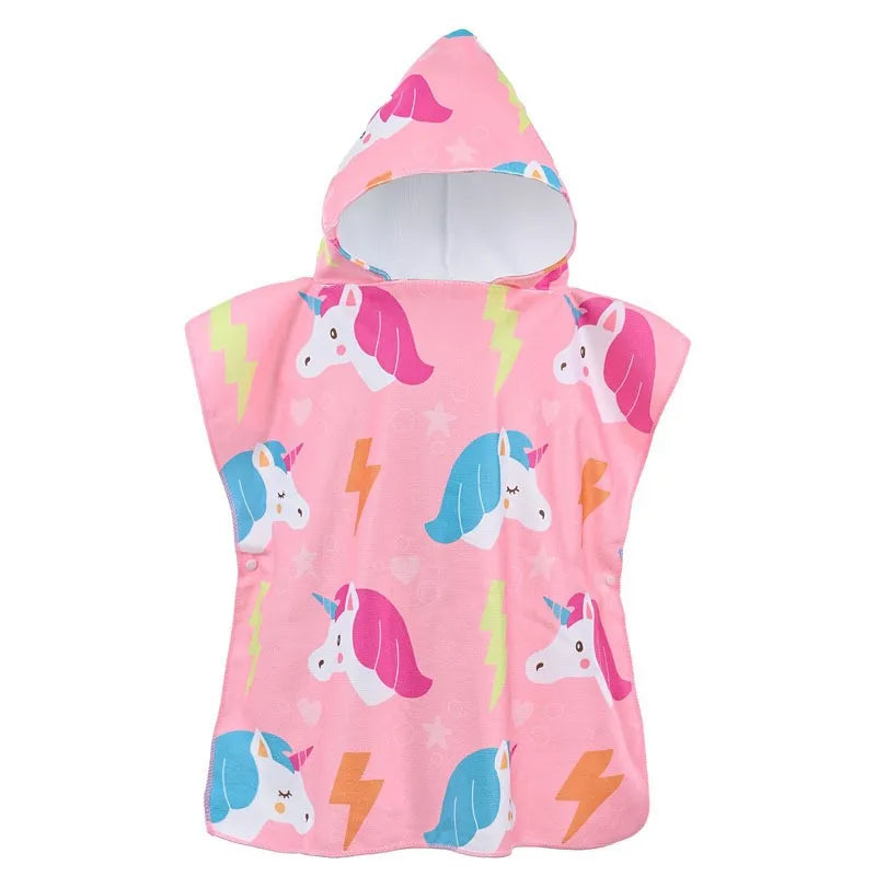Cape de Bain Bébé à Capuche – Motifs Licorne & Astronaute, Serviette Douce en Microfibre