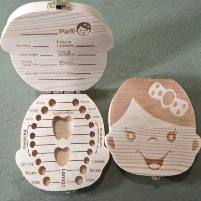 Boîte à Dents de Lait en Bois Garçon & Fille – Coffret Souvenir Naissance Bébé Cadeau Original