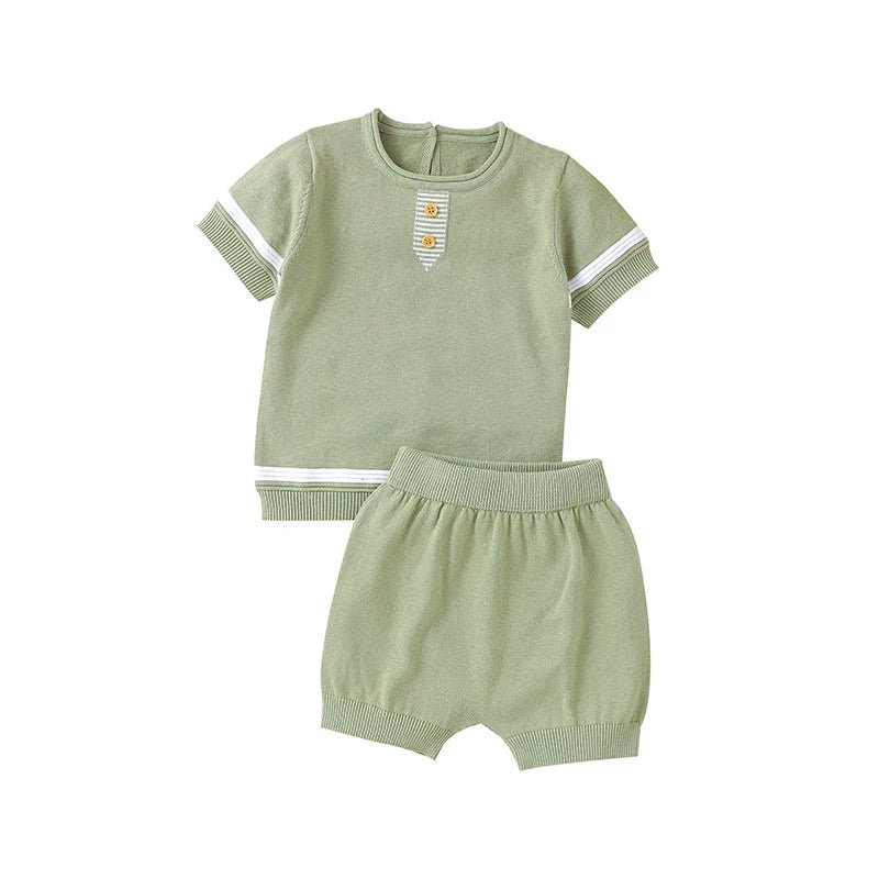 Ensemble Bébé Garçon Été T-shirt & Short Tricoté 100% Coton – 3-18 Mois