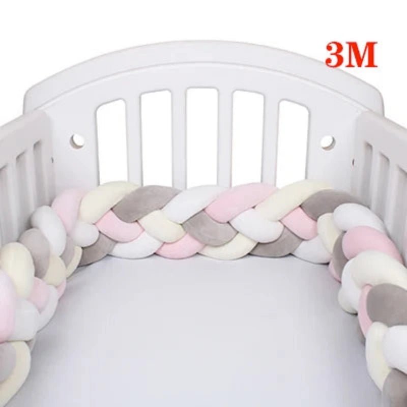 Tour de Lit Tressé pour Bébé – Coton Doux | 2.2M / 3M / 3.6M | Protection et Déco Lit Bébé