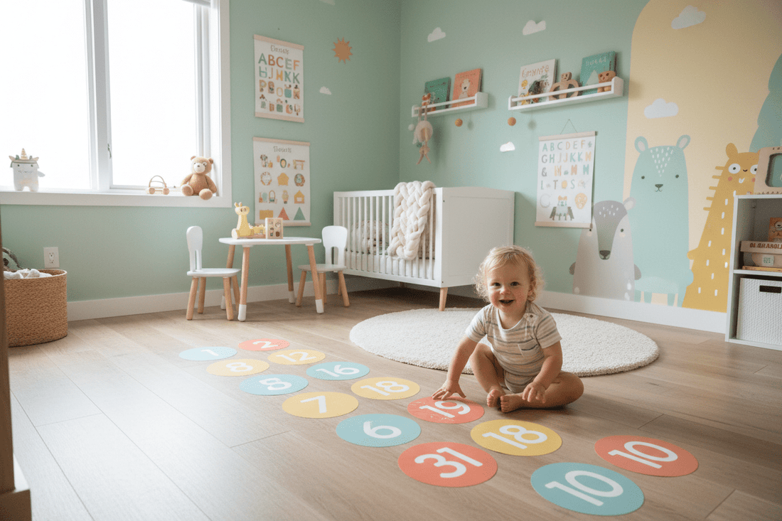 Stickers éducatifs chambre bébé – jeu de marelle intérieur enfant 2026