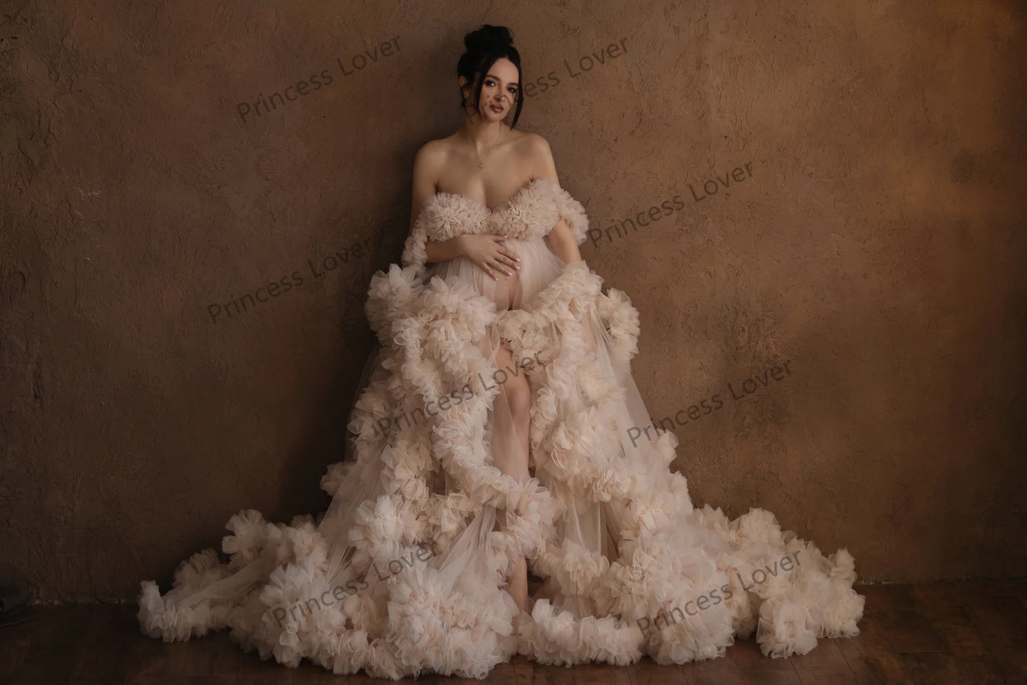 Robe Maternité Séance Photo Luxe — Tulle Volanté Sur Mesure, Baby Shower & Grande Taille