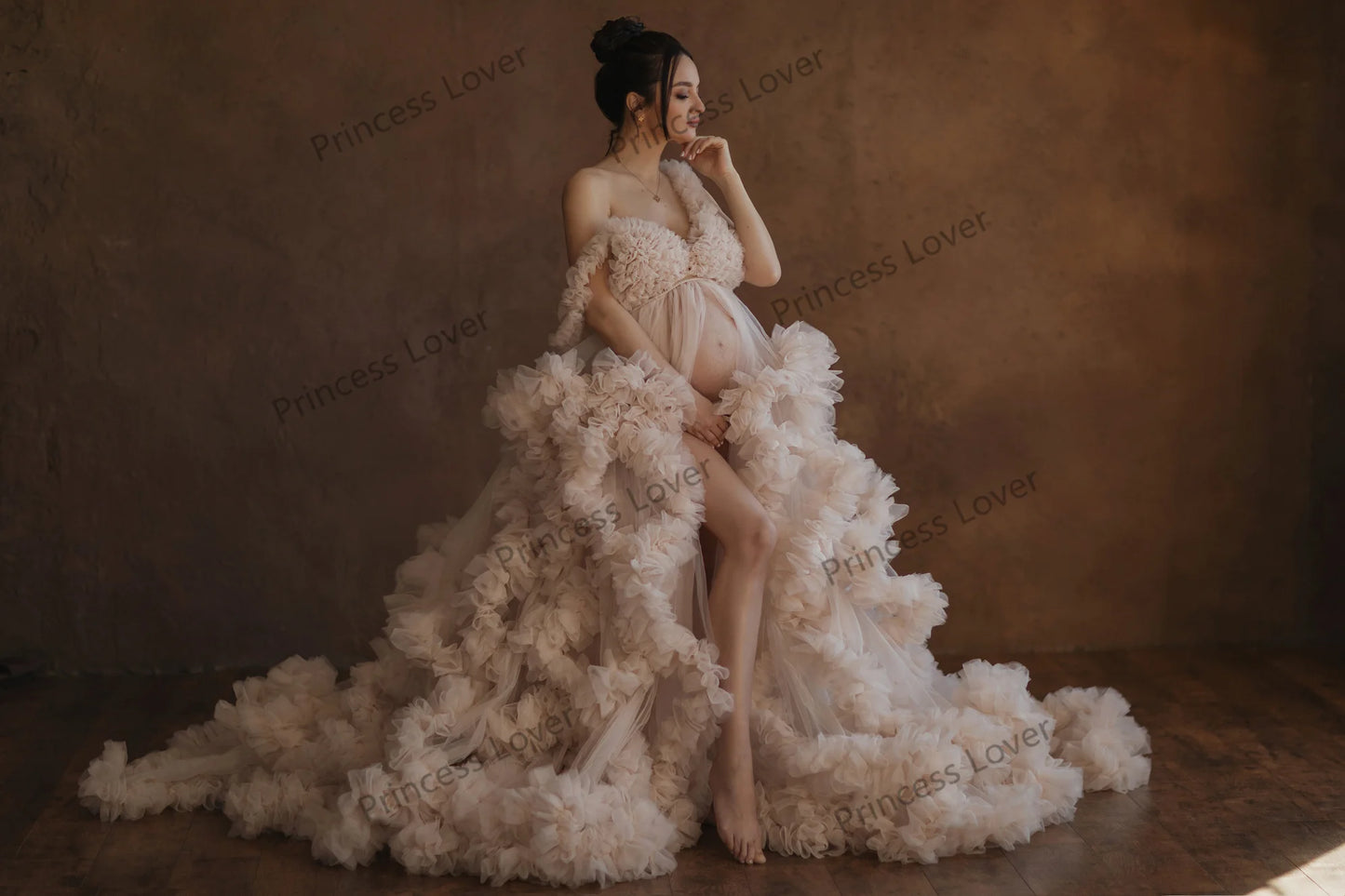 Robe Maternité Séance Photo Luxe — Tulle Volanté Sur Mesure, Baby Shower & Grande Taille