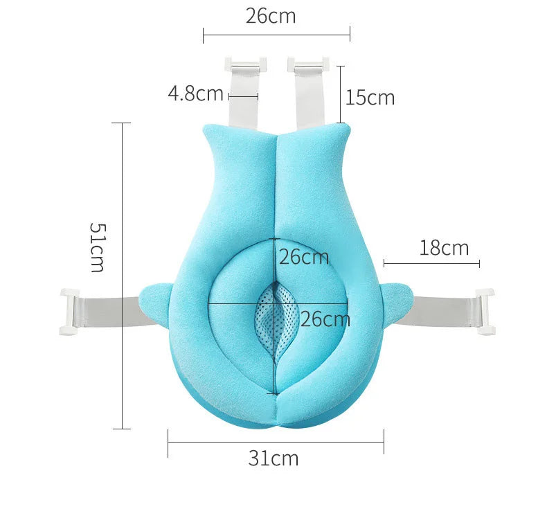 Tapis de Bain Requin Bébé Pliable 80cm – Siège Doux Antidérapant Nouveau-Né | Rose & Bleu