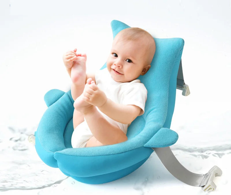 Tapis de Bain Requin Bébé Pliable 80cm – Siège Doux Antidérapant Nouveau-Né | Rose & Bleu