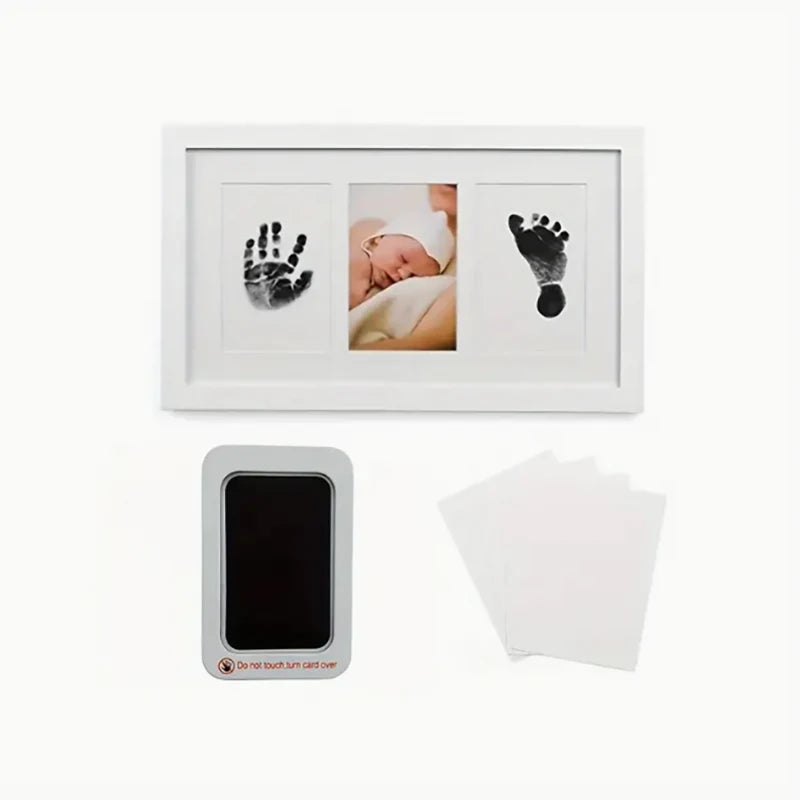 Kit Empreintes Bébé avec Cadre Photo – Tampon Encre DIY | Souvenir Naissance & Baby Shower Cadeau Original