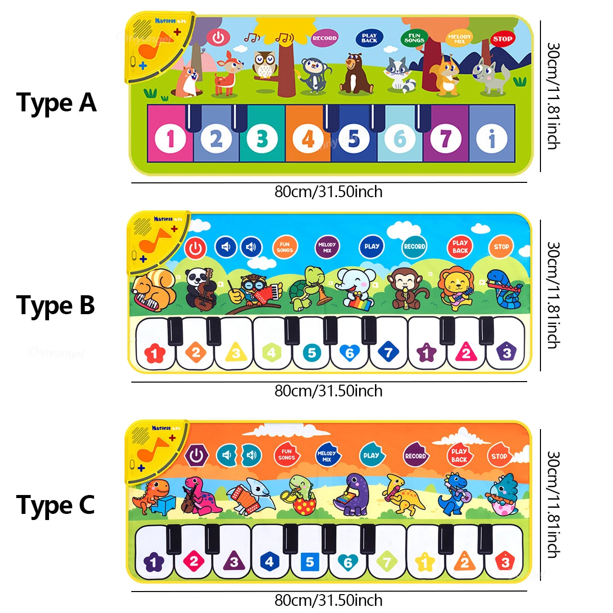 Tapis Piano Musical Enfant avec Chansons Démo 80x30cm – Clavier Danse & Apprentissage | Fille & Garçon