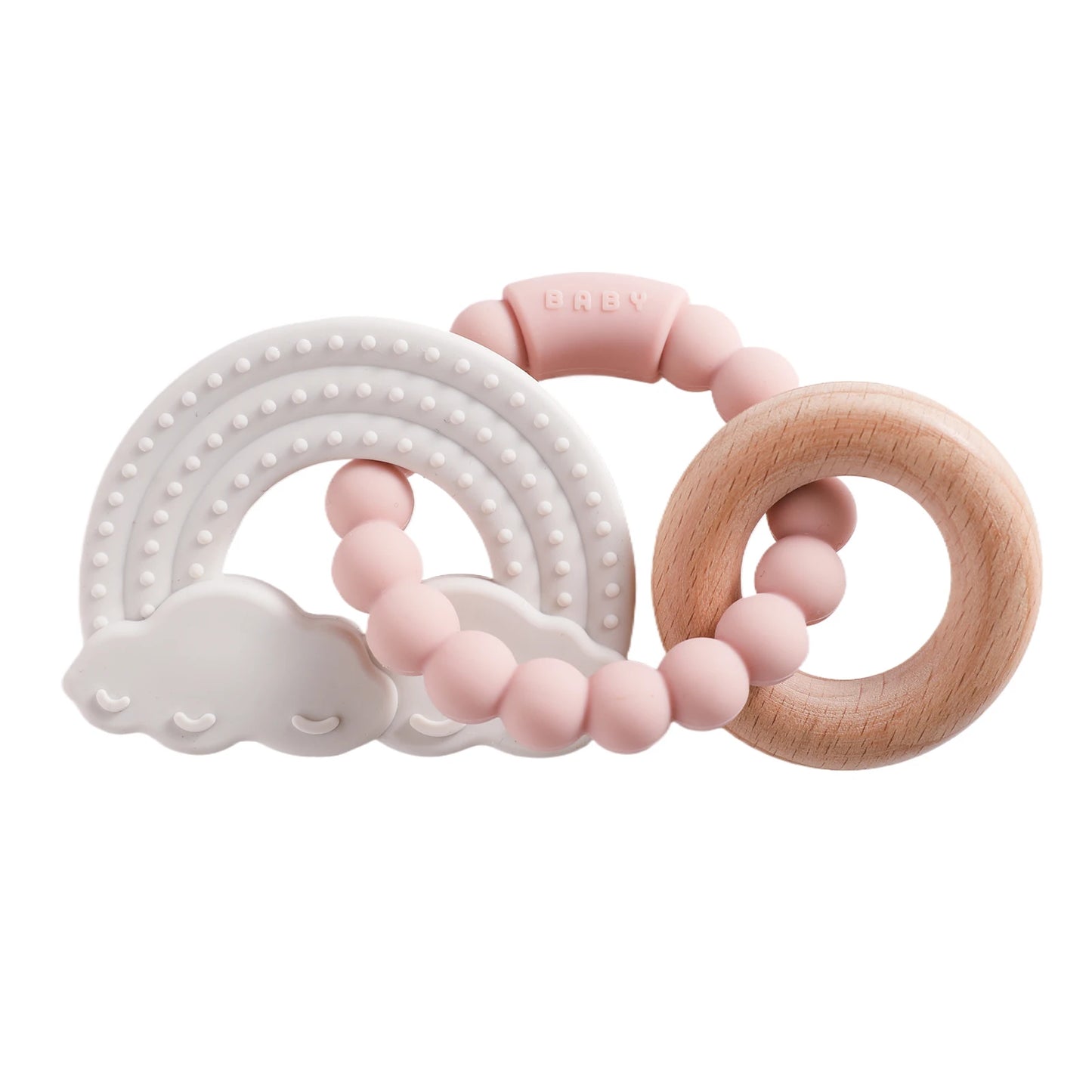 Anneau de Dentition Silicone Bébé – Jouet Sensoriel Sans BPA | 0-12 Mois