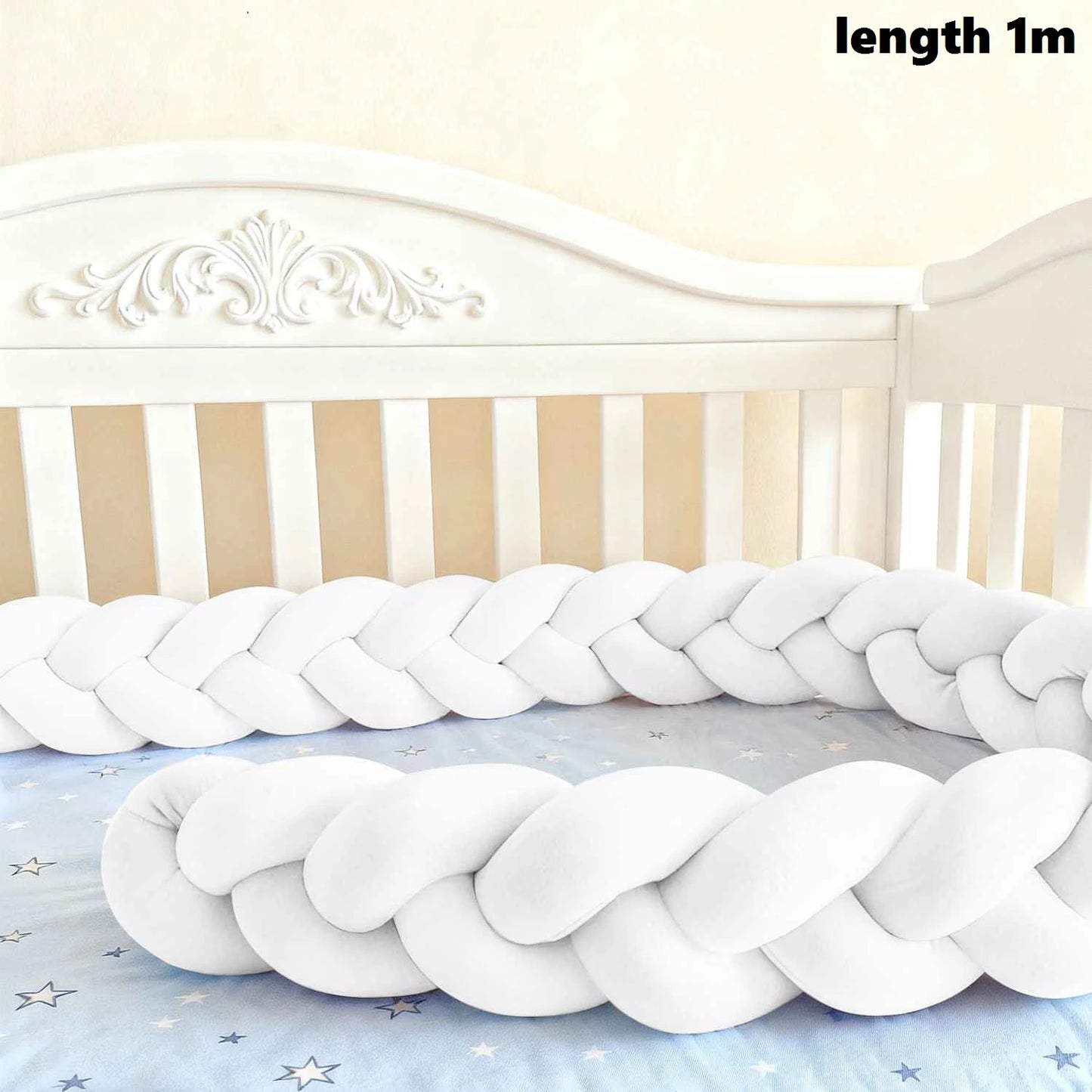 Tour de Lit Bébé Tressé Nœuds Spandex Doux – Pare-Chocs Berceau Unisexe 1M 2M 3M 4M