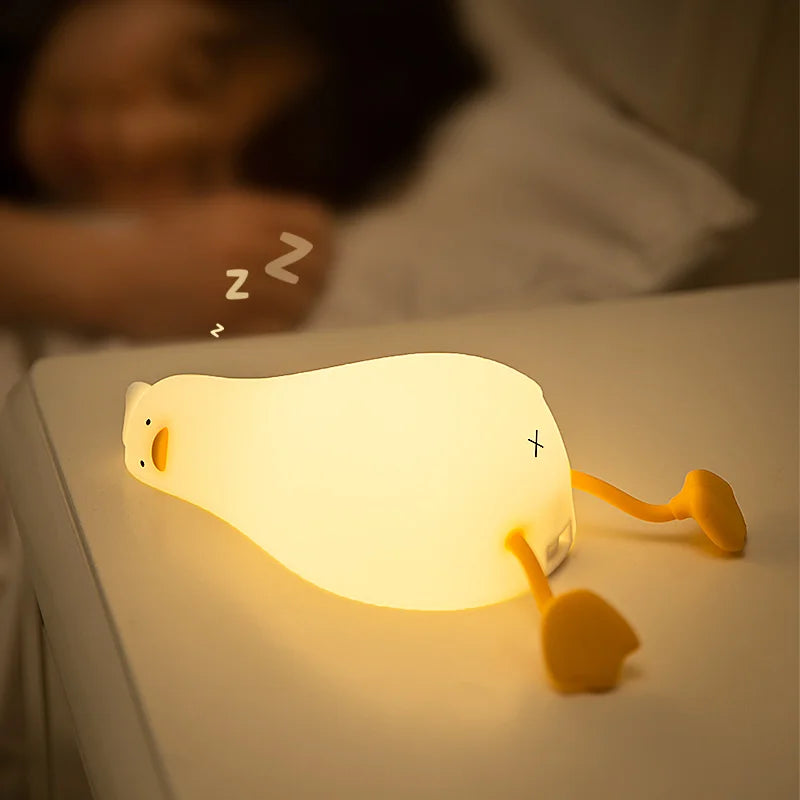 Veilleuse canard bébé silicone — LED Tactile Rechargeable Lumière Douce | Déco Chambre Bébé & Enfant