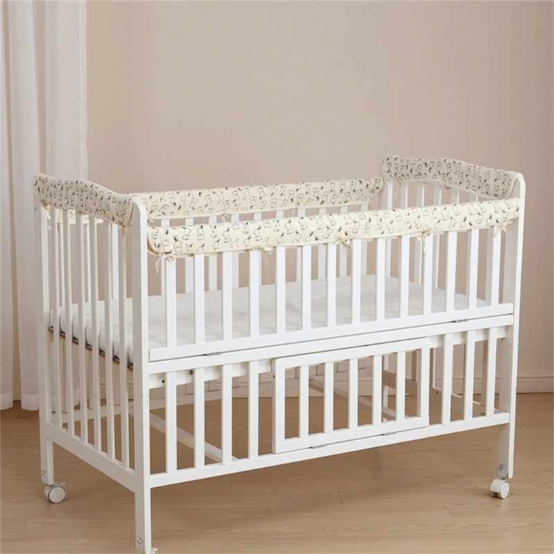 Tour de lit bébé complet — Coton 4 Pièces Protection Barreaux | Chambre Fille & Garçon