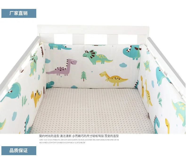 Tour de Lit Bébé Coton Épais 1 Pièce — Coussin Protège Barreaux Lavable | 24 Coloris Fille & Garçon