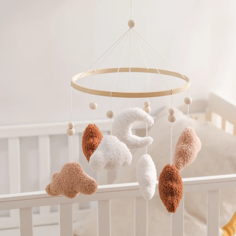 Mobile Hochet Bois & Crochet Bébé – Cloche Lit Étoiles & Pendentifs | Support Nuage | 27 Modèles