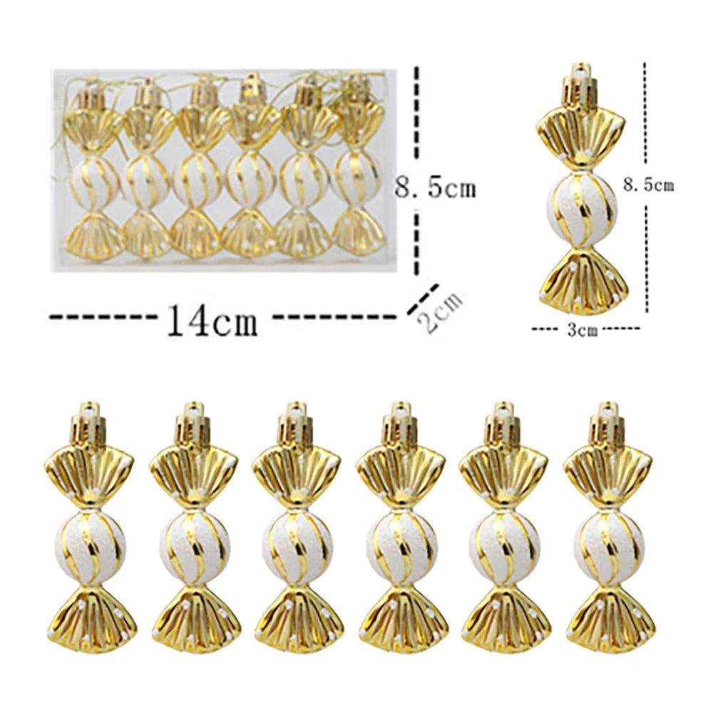 Canne de Bonbon & Pomme de Pin Rouge Or – Décoration Sapin Noël 2025 Tendance, Ornement Suspendu