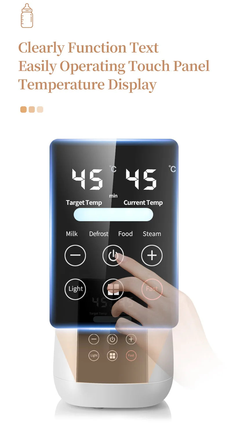 Chauffe-Biberon Stérilisateur 6 en 1 – Chauffe Lait Maternel Multifonction Contrôle Température LCD